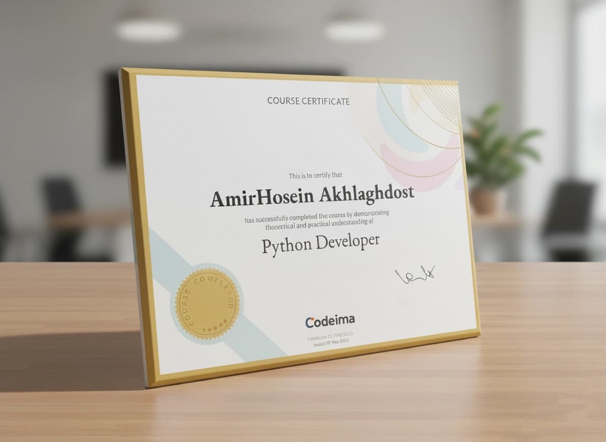 گواهی نامه معتبر دوره ی برنامه نویسی کدیما ویژن